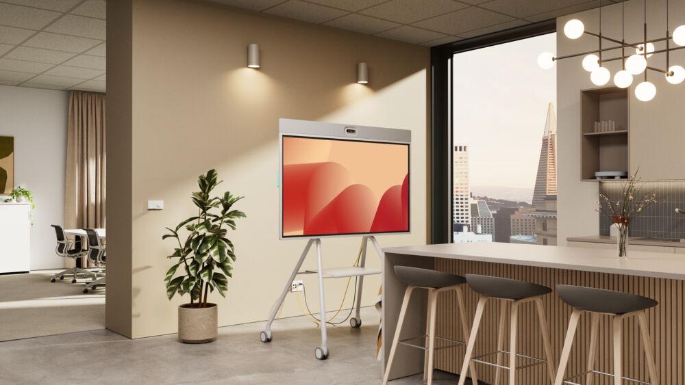 Rally board 65 envr on cart in flex space